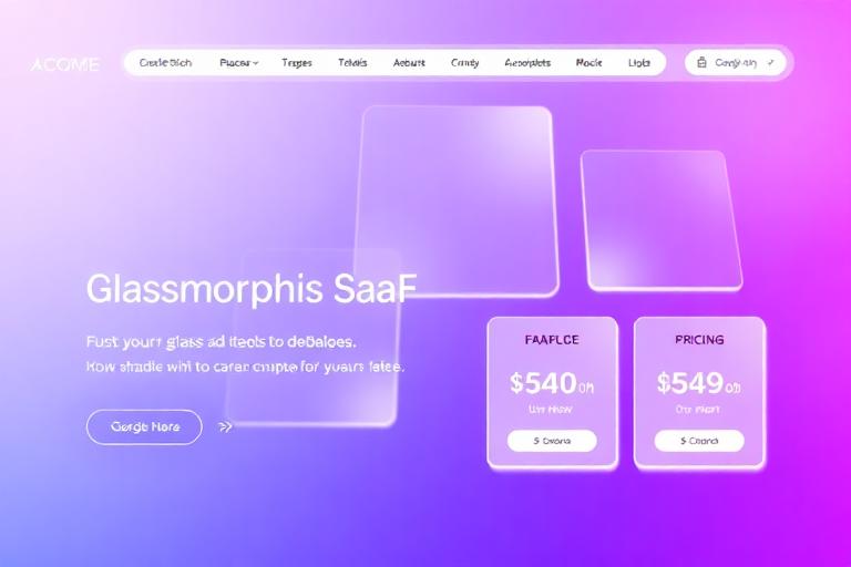 Glassmorphism website design preview